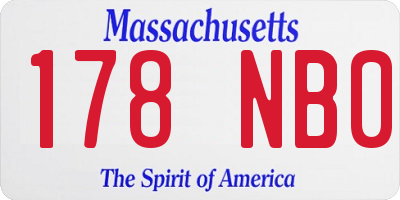 MA license plate 178NB0