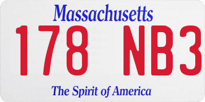 MA license plate 178NB3