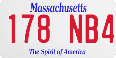 MA license plate 178NB4