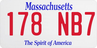 MA license plate 178NB7
