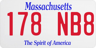 MA license plate 178NB8
