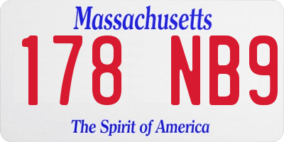 MA license plate 178NB9
