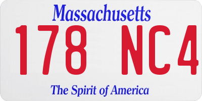MA license plate 178NC4