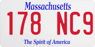 MA license plate 178NC9