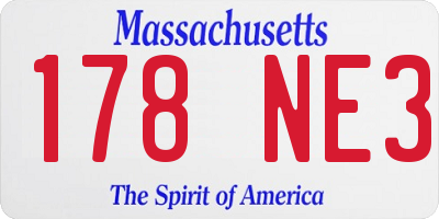 MA license plate 178NE3