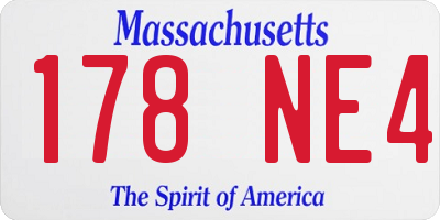 MA license plate 178NE4