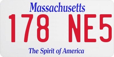 MA license plate 178NE5