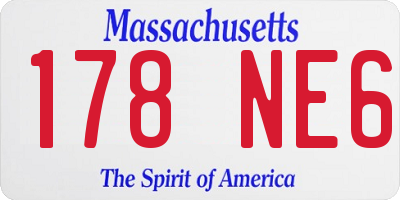 MA license plate 178NE6