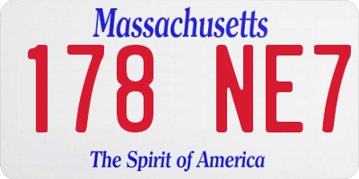 MA license plate 178NE7
