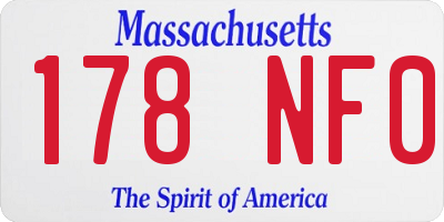 MA license plate 178NF0