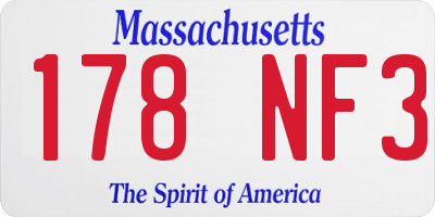 MA license plate 178NF3