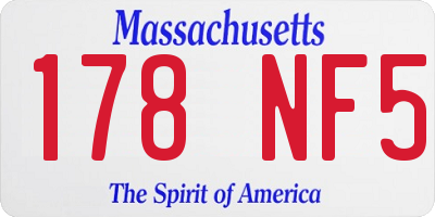 MA license plate 178NF5