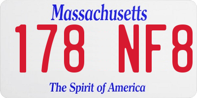 MA license plate 178NF8