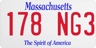 MA license plate 178NG3