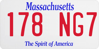MA license plate 178NG7