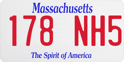 MA license plate 178NH5