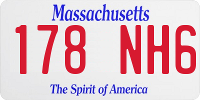 MA license plate 178NH6