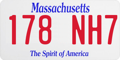 MA license plate 178NH7