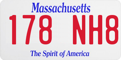 MA license plate 178NH8
