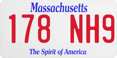 MA license plate 178NH9