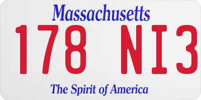 MA license plate 178NI3