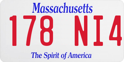 MA license plate 178NI4