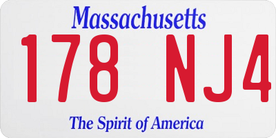 MA license plate 178NJ4
