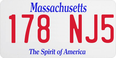 MA license plate 178NJ5