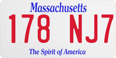 MA license plate 178NJ7