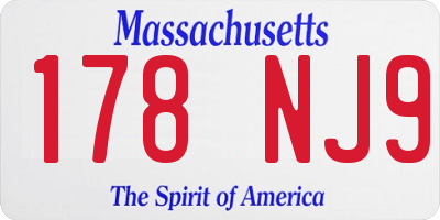 MA license plate 178NJ9