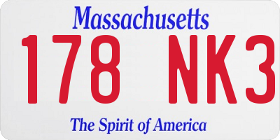 MA license plate 178NK3
