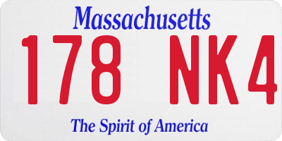MA license plate 178NK4