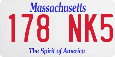 MA license plate 178NK5