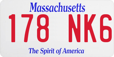 MA license plate 178NK6