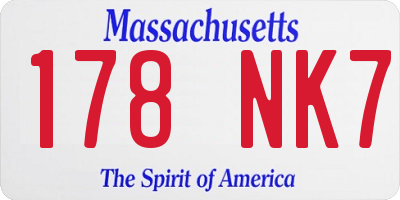 MA license plate 178NK7