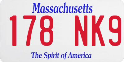 MA license plate 178NK9