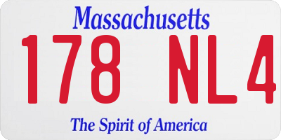 MA license plate 178NL4