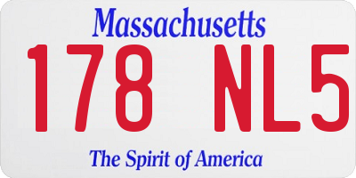 MA license plate 178NL5