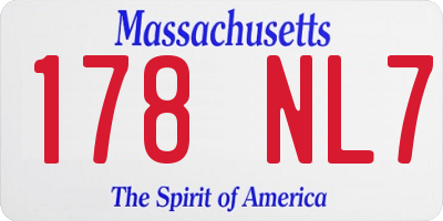 MA license plate 178NL7