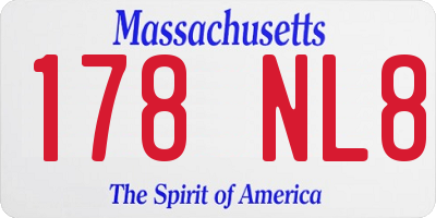 MA license plate 178NL8