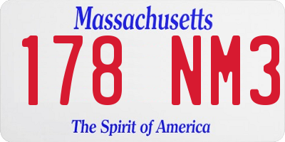 MA license plate 178NM3