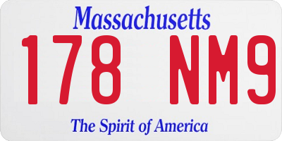 MA license plate 178NM9