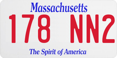 MA license plate 178NN2