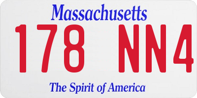MA license plate 178NN4