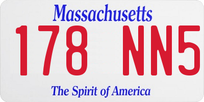 MA license plate 178NN5
