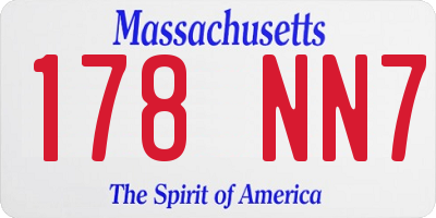 MA license plate 178NN7
