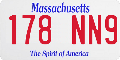 MA license plate 178NN9