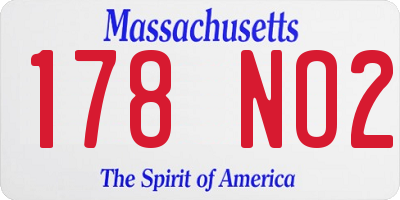 MA license plate 178NO2