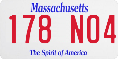 MA license plate 178NO4
