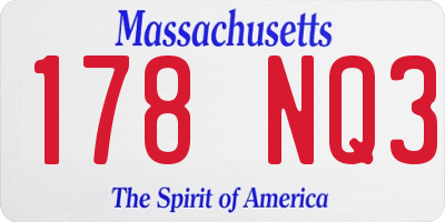 MA license plate 178NQ3